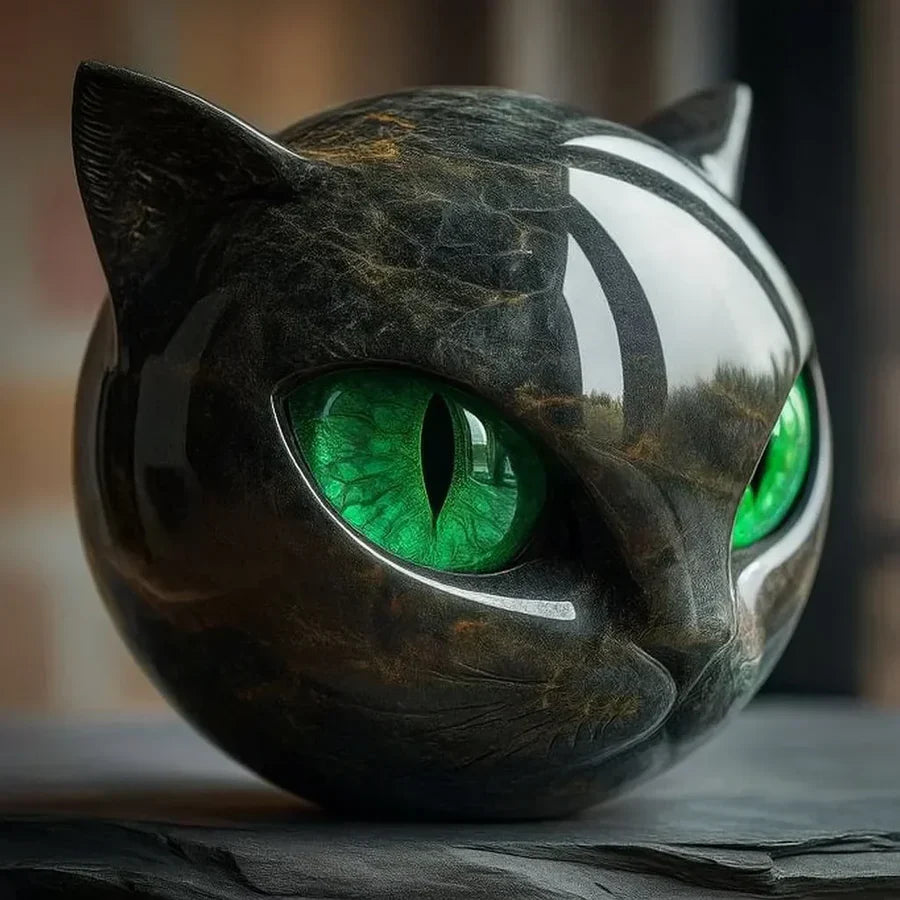 NOCTURA | Mystical Black Cat Head Sculpture