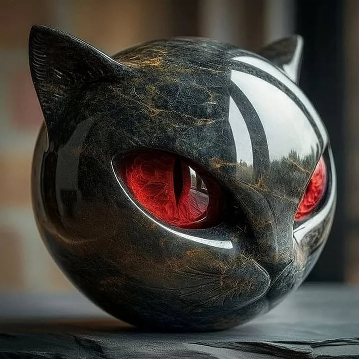 NOCTURA | Mystical Black Cat Head Sculpture