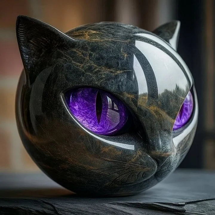 NOCTURA | Mystical Black Cat Head Sculpture