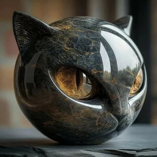 NOCTURA | Mystical Black Cat Head Sculpture