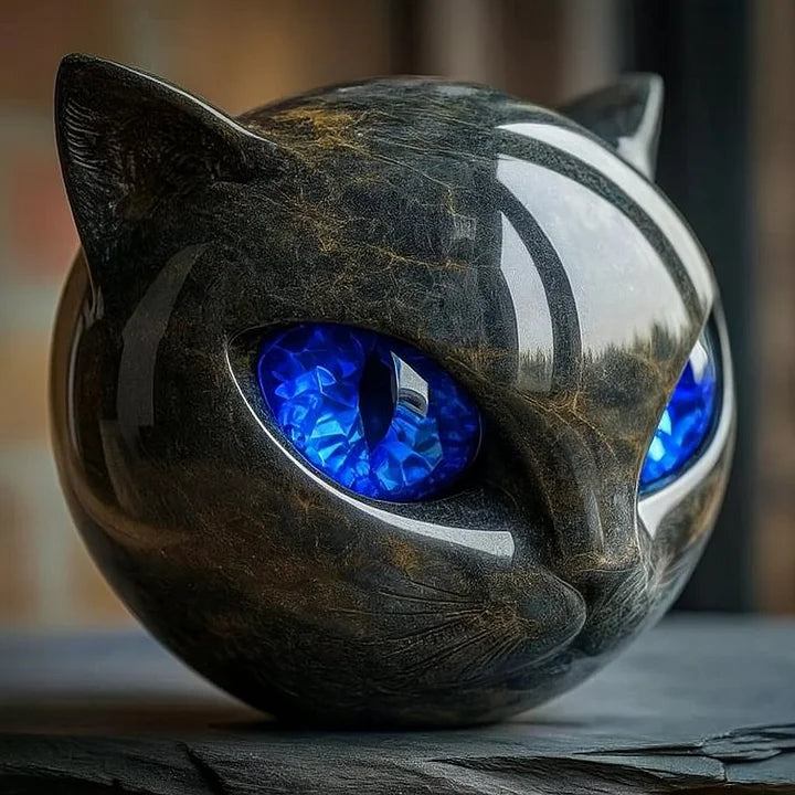NOCTURA | Mystical Black Cat Head Sculpture